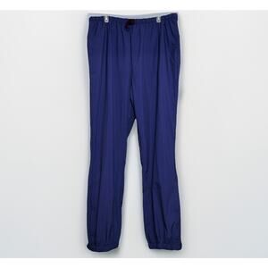 VTG 90s Columbia Blue Purple Belt Snap Zip Ankle Wind Track Pants Cover Shell